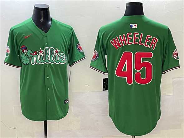 Men%27s Philadelphia Phillies #45 Zack Wheeler Green Phanatic Limited Stitched Jersey->philadelphia phillies->MLB Jersey